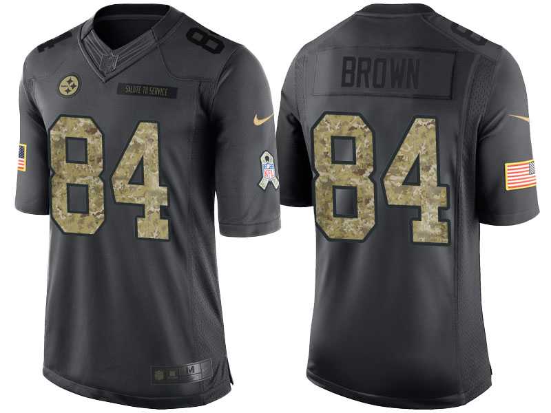 Nike Pittsburgh Steelers #84 Antonio Brown Men's Stitched Black NFL Salute to Service Limited Jerseys