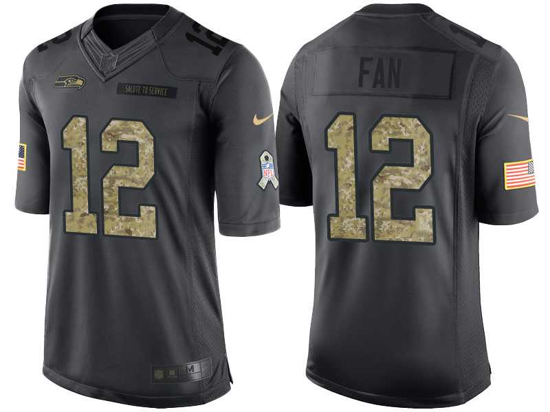 Nike Seattle Seahawks #12 12th Fan Men's Stitched Black NFL Salute to Service Limited Jerseys
