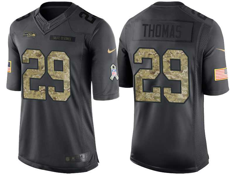 Nike Seattle Seahawks #29 Earl Thomas III Men's Stitched Black NFL Salute to Service Limited Jerseys