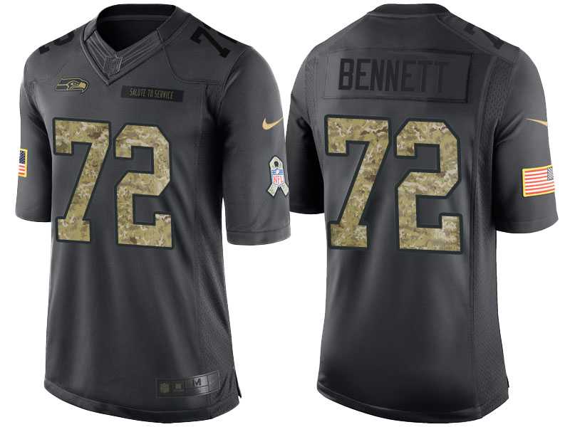 Nike Seattle Seahawks #72 Michael Bennett Men's Stitched Black NFL Salute to Service Limited Jerseys