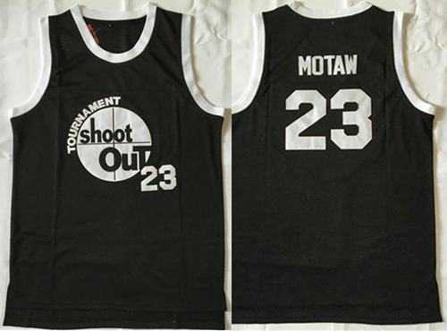 Tournament Shoot Out #23 Motaw Black Stitched Basketball Jersey