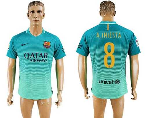 Barcelona #8 A.Iniesta Sec Away Soccer Club Jersey