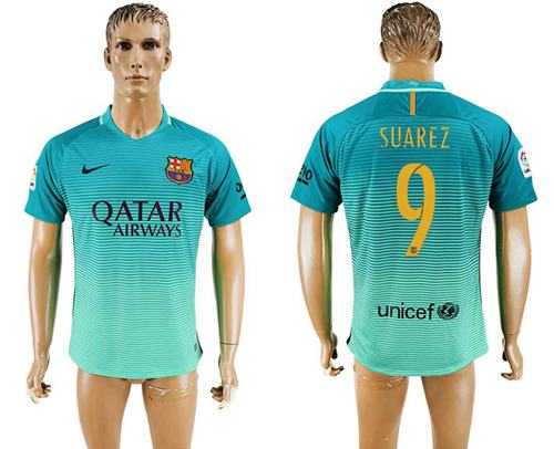 Barcelona #9 Suarez Sec Away Soccer Club Jersey