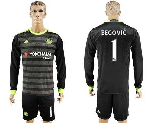Chelsea #1 Begovic Sec Away Long Sleeves Soccer Club Jersey