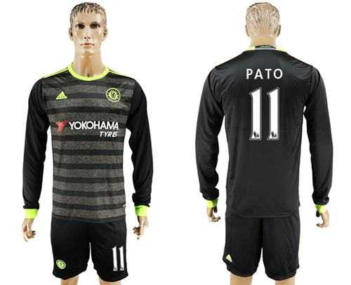 Chelsea #11 Pato Sec Away Long Sleeves Soccer Club Jersey