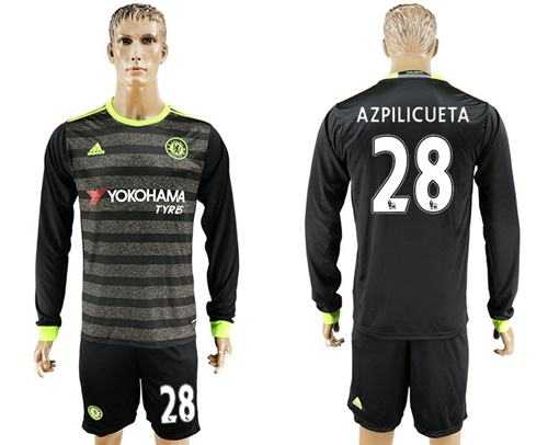 Chelsea #28 Azpilicueta Sec Away Long Sleeves Soccer Club Jersey