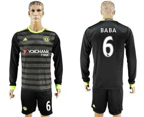 Chelsea #6 Baba Sec Away Long Sleeves Soccer Club Jersey