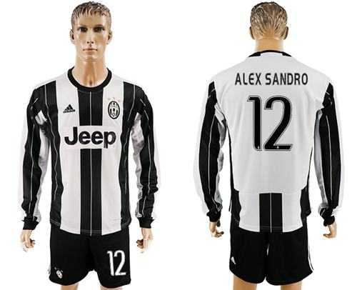 Juventus #12 Alex Sandro Home Long Sleeves Soccer Club Jersey