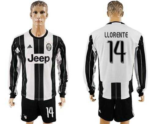 Juventus #14 LLORENTE Home Long Sleeves Soccer Club Jersey