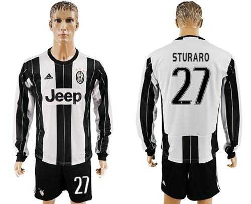 Juventus #27 Sturaro Home Long Sleeves Soccer Club Jersey