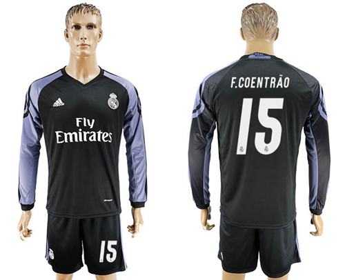 Real Madrid #15 F.Coentrao Sec Away Long Sleeves Soccer Club Jersey