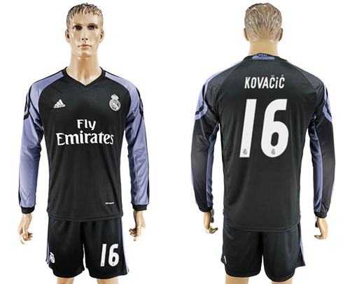 Real Madrid #16 Kovacic Sec Away Long Sleeves Soccer Club Jersey