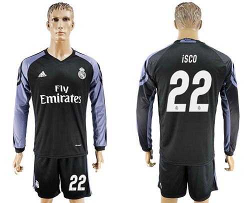 Real Madrid #22 Isco Sec Away Long Sleeves Soccer Club Jersey