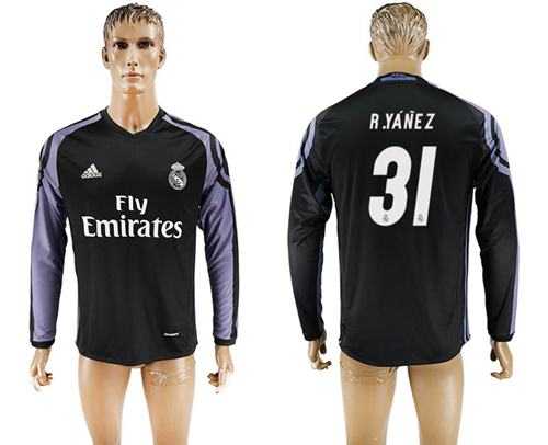 Real Madrid #31 R.Yanez Sec Away Long Sleeves Soccer Club Jersey