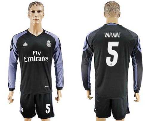 Real Madrid #5 Varane Sec Away Long Sleeves Soccer Club Jersey
