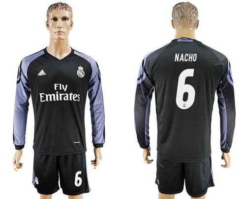Real Madrid #6 Nacho Sec Away Long Sleeves Soccer Club Jersey