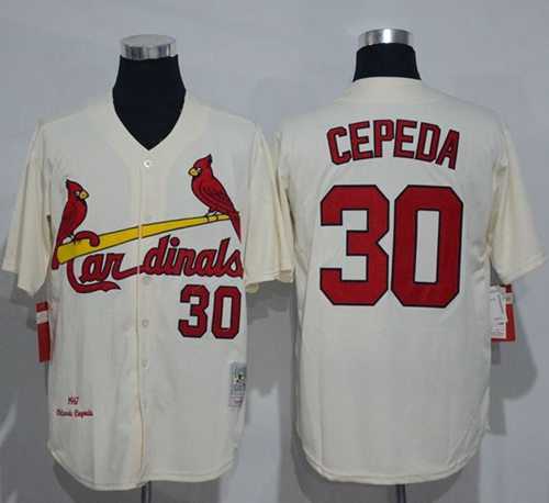 Mitchell And Ness 1967 St.Louis Cardinals #30 Orlando Cepeda Cream Throwback Stitched Baseball Jersey