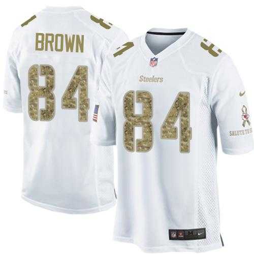 Nike Pittsburgh Steelers #84 Antonio Brown White Men's Stitched NFL Limited Salute to Service Jersey