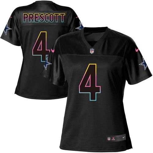 Women's Nike Dallas Cowboys #4 Dak Prescott Black NFL Fashion Game Jersey