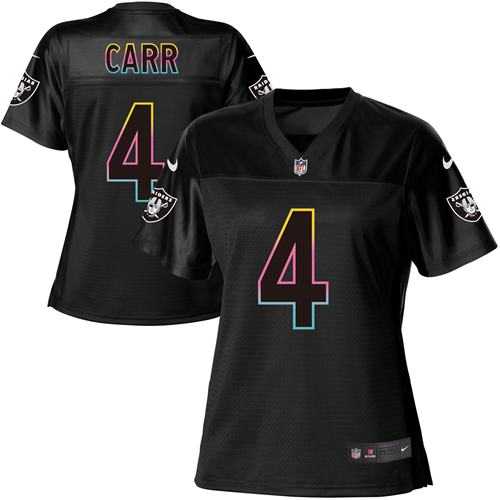 Women's Nike Oakland Raiders #4 Derek Carr Black NFL Fashion Game Jersey
