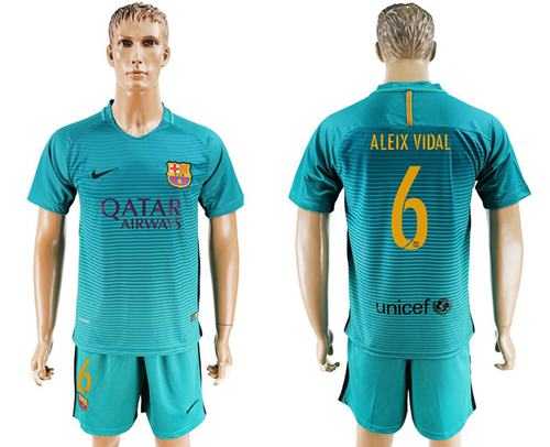Barcelona #6 Aleix Vidal Sec Away Soccer Club Jersey
