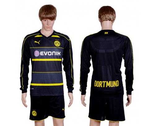 Dortmund Blank Away Long Sleeves Soccer Club Jersey