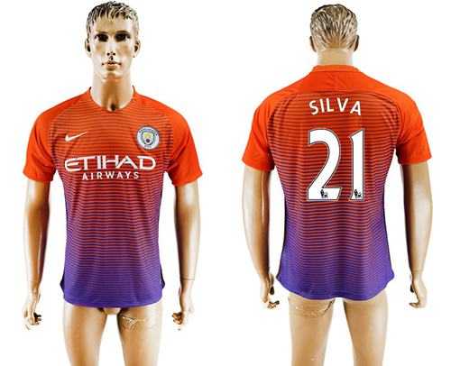Manchester City #21 Silva Sec Away Soccer Club Jersey
