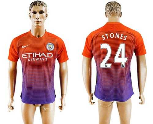 Manchester City #24 Stones Sec Away Soccer Club Jersey