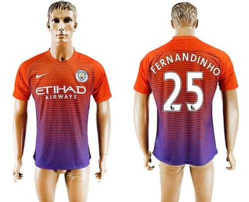Manchester City #25 Fernandinho Sec Away Soccer Club Jersey