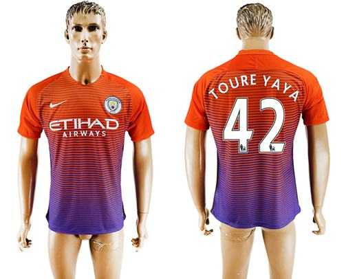 Manchester City #42 Toure Yaya Sec Away Soccer Club Jersey