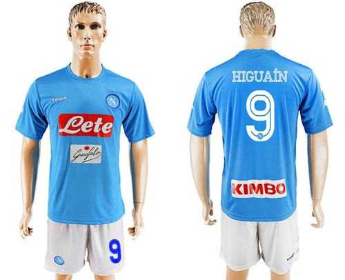 Naples #9 Higuain Blue Home Soccer Club Jersey