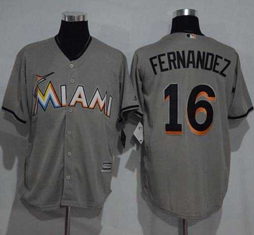 Men''s Miami Marlins #16 Jose Fernandez Grey New Cool Base Stitched Baseball Jersey