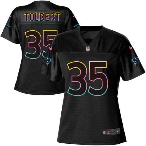 Women's Nike Carolina Panthers #35 Mike Tolbert Black NFL Fashion Game Jersey
