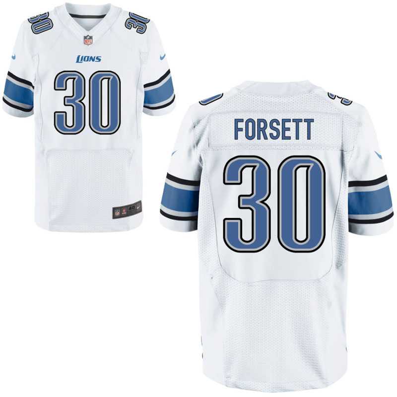 Nike Detroit Lions #30 Justin Forsett White Men's Stitched NFL Elite Jersey