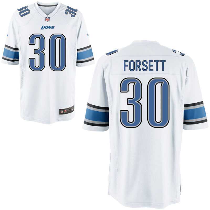 Nike Detroit Lions #30 Justin Forsett White Men's Stitched NFL Game Jersey