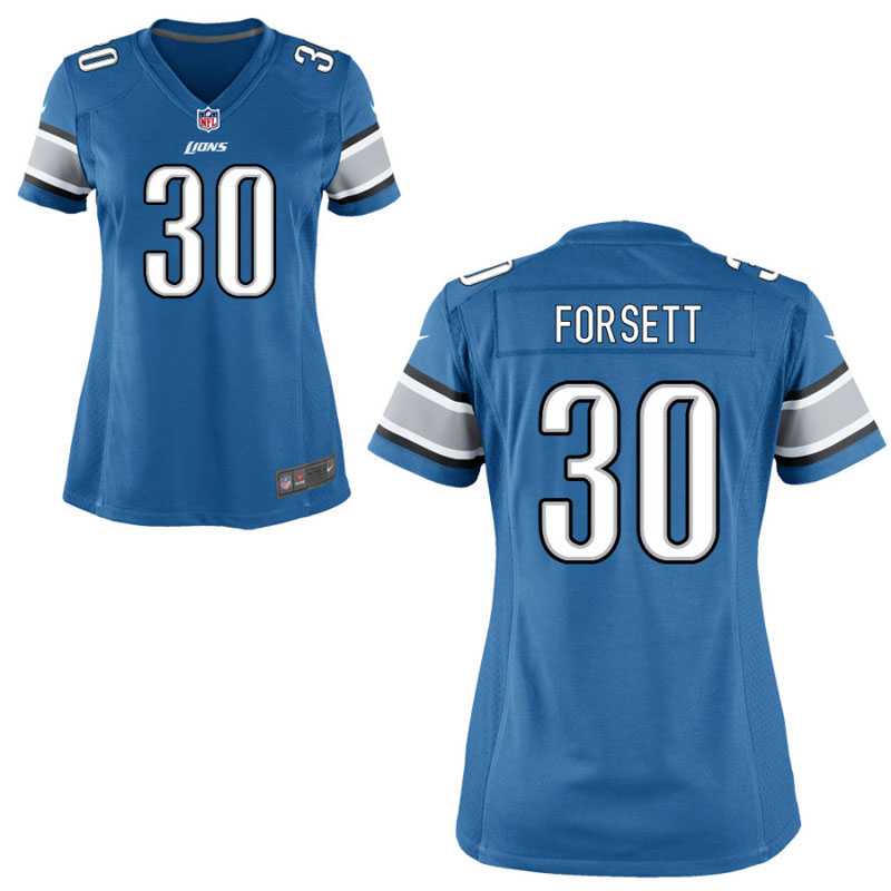 Women's Nike Detroit Lions #30 Justin Forsett Blue Team Color NFL Game Jersey
