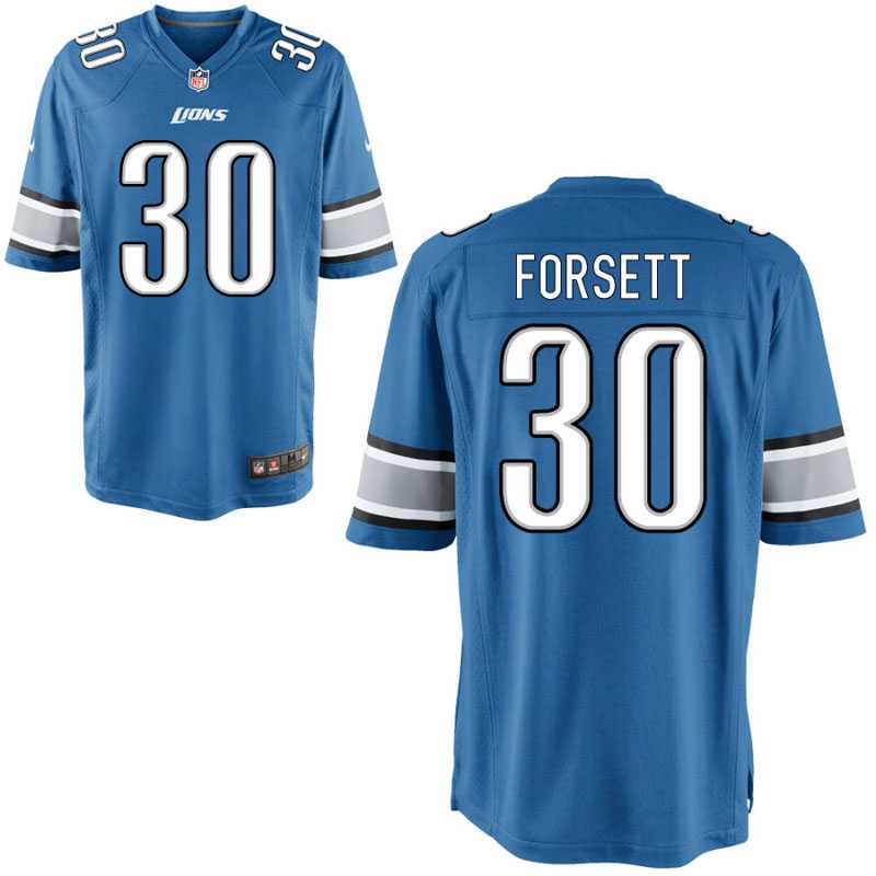 Youth Nike Detroit Lions #30 Justin Forsett Blue Team Color NFL Game Jersey