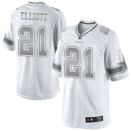 Nike Dallas Cowboys #21 Ezekiel Elliott White Men's Stitched NFL Limited Platinum Jersey