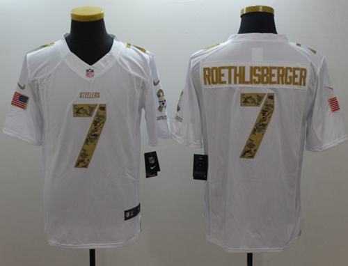 Nike Pittsburgh Steelers #7 Ben Roethlisberger White Men''s Stitched NFL Limited Salute to Service Jersey
