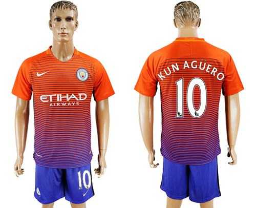 Manchester City #10 Kun Aguero Sec Away Soccer Club Jersey