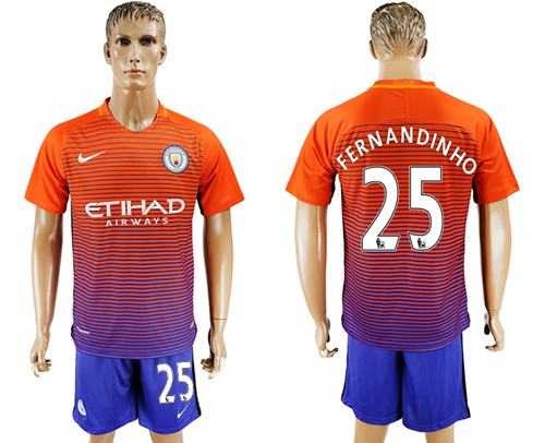 Manchester City #25 Fernandinho Sec Away Soccer Club Jersey