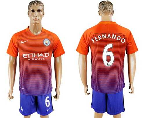 Manchester City #6 Fernando Sec Away Soccer Club Jersey