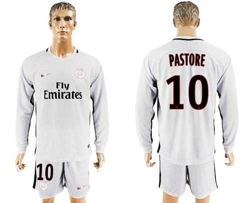 Paris Saint-Germain #10 Pastore Sec Away Long Sleeves Soccer Club Jersey