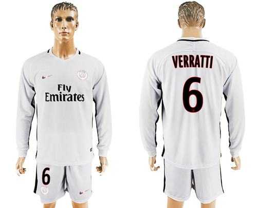 Paris Saint-Germain #6 Verratti Sec Away Long Sleeves Soccer Club Jersey