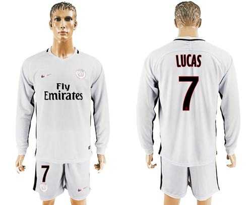 Paris Saint-Germain #7 Lucas Sec Away Long Sleeves Soccer Club Jersey