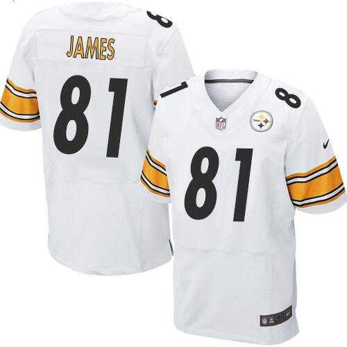 Men's Nike Pittsburgh Steelers #81 Jesse James White Stitched Elite Jersey