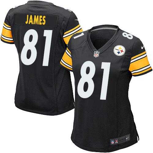 Women's Nike Pittsburgh Steelers #81 Jesse James Black Stitched NFL Elite Jersey
