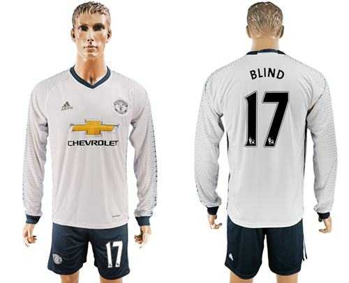 Manchester United #17 Blind Sec Away Long Sleeves Soccer Club Jersey