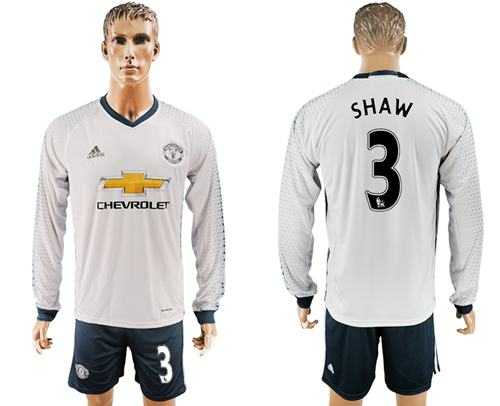 Manchester United #3 Shaw Sec Away Long Sleeves Soccer Club Jersey