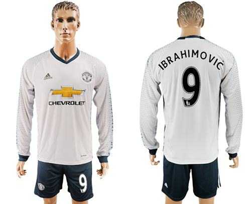 Manchester United #9 Ibrahimovic Sec Away Long Sleeves Soccer Club Jersey